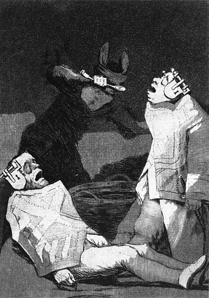 Los Chinchillas (1799). Goya und Vorahnung der Psychiatrie: Die verrückten Gedanken hinter Schloß und Riegel sperren.