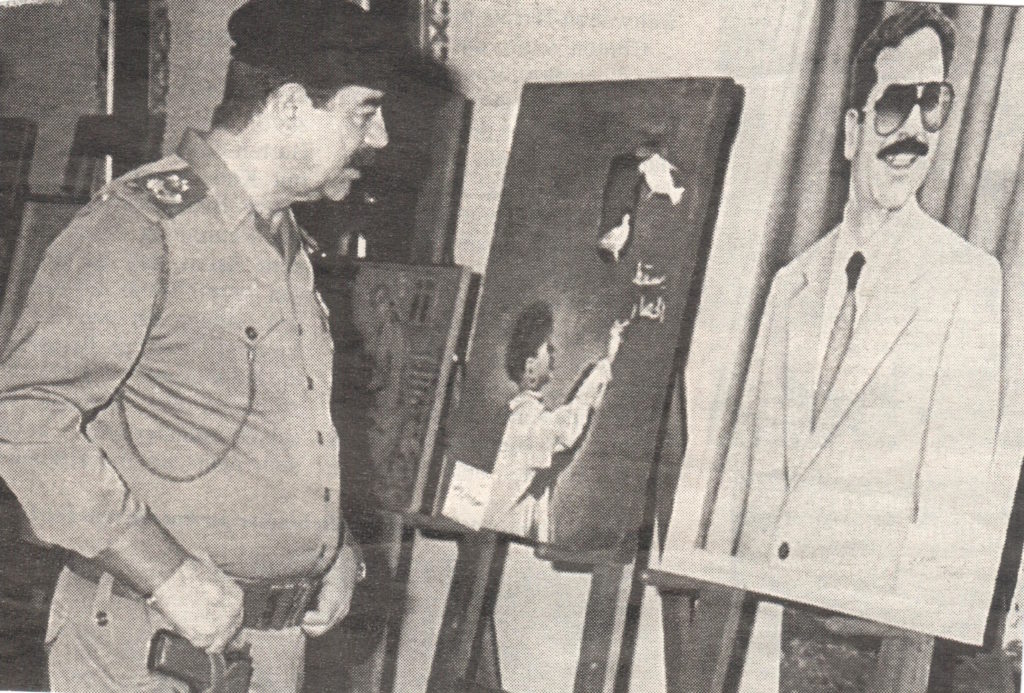 Diktator Saddam Hussein in einer Ausstellung