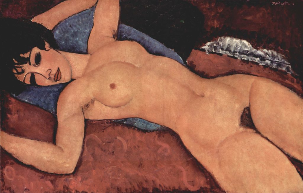 Schöne nackte Frau im Opiumrausch?Modigliani, „Liegender Akt“ 1917. Long-Museum Chongqing